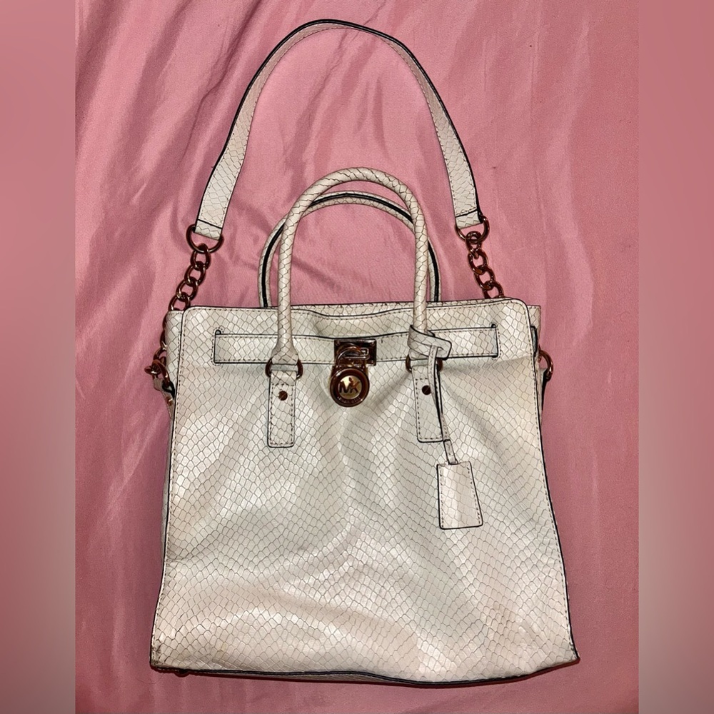 Michael Kors Hamilton Collection Saffiano White Leather Tote Bag